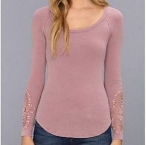 We the Free crochet sleeve thermal top